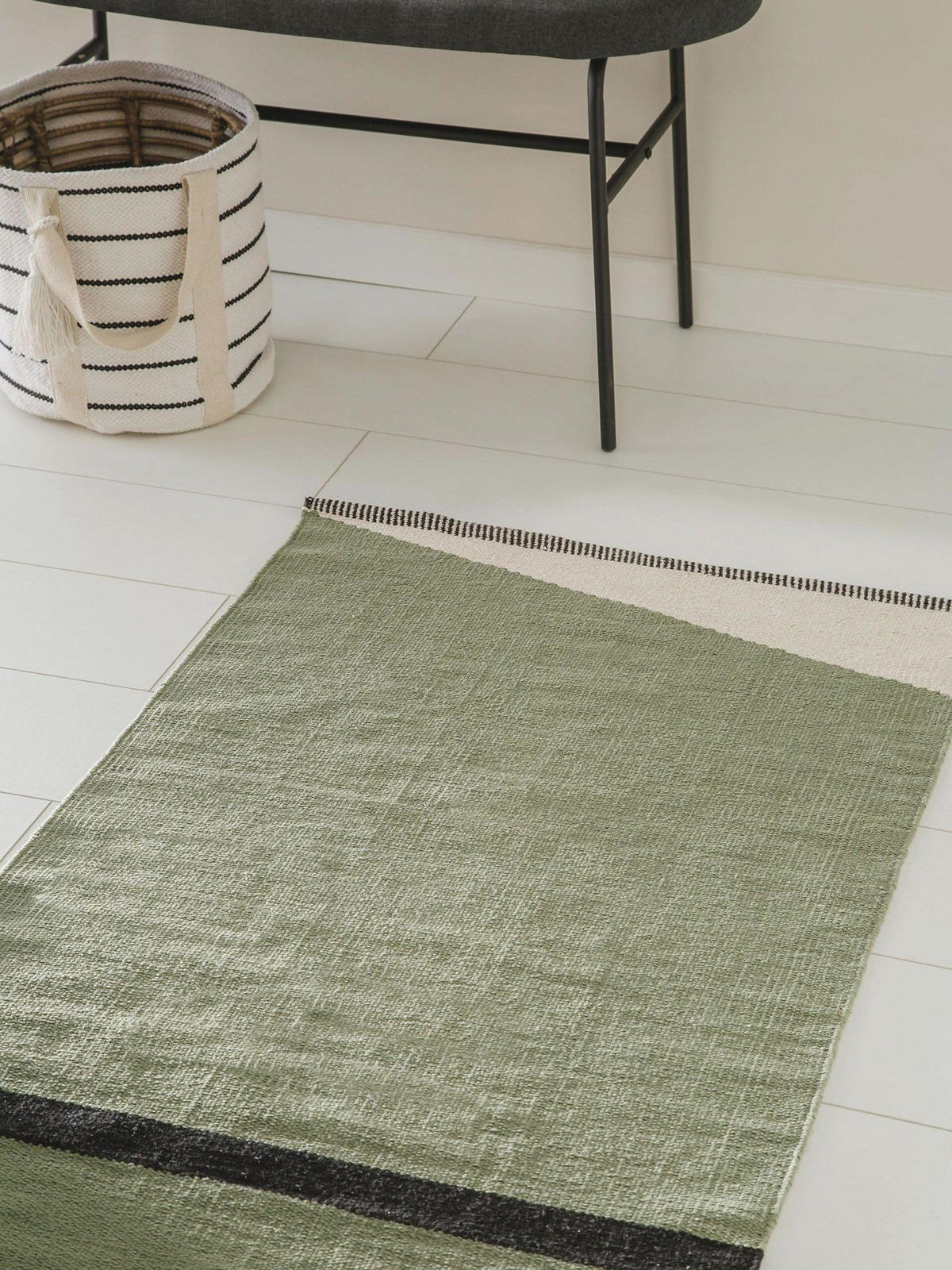TEPPICH Baumwollteppich Lenny Grün - Grün, Textil (70/1cm) - KUNSTLOFT