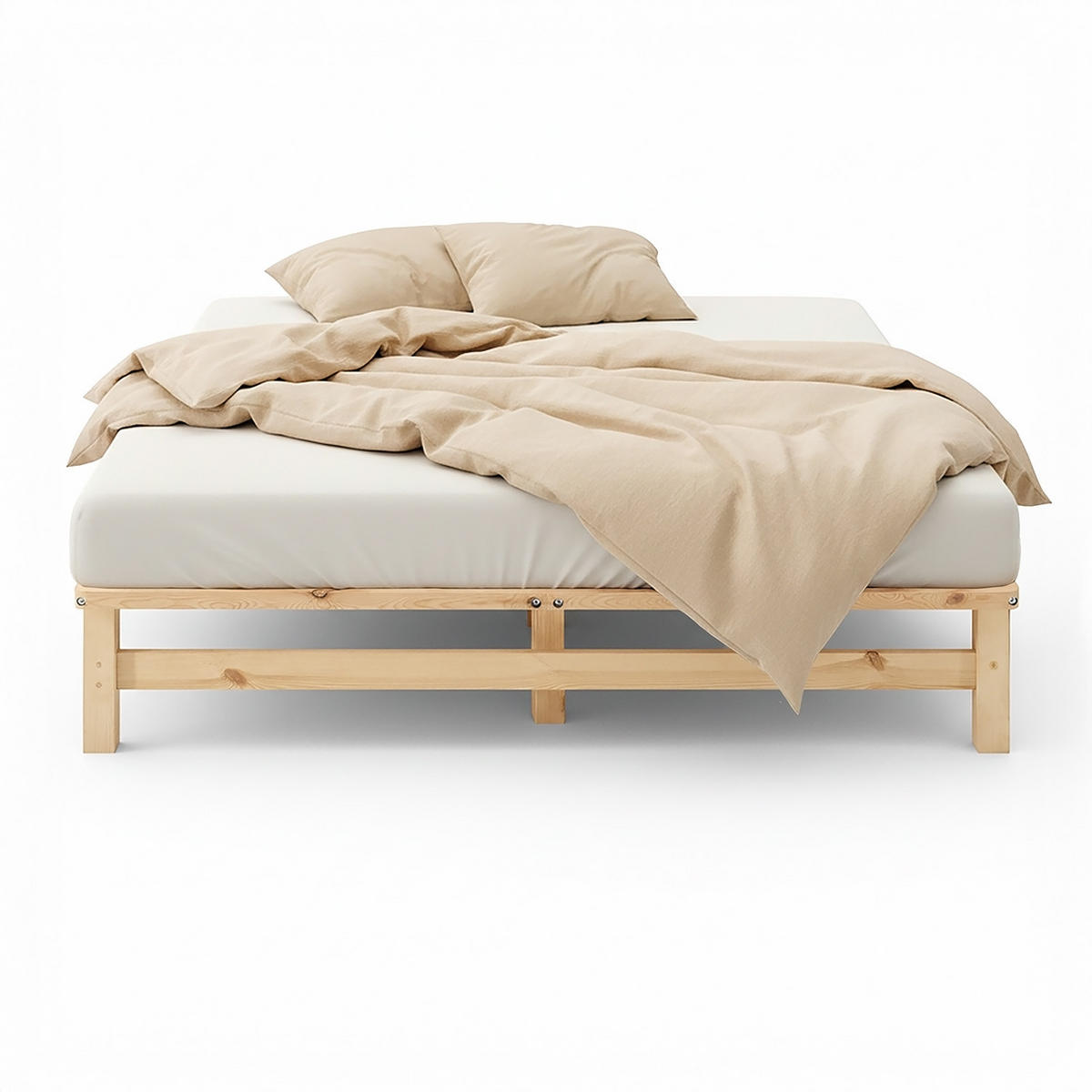 HOLZBETT Palettenbett 140/200 cm natur - Braun, Holz (140/200cm) - Homestyle4u
