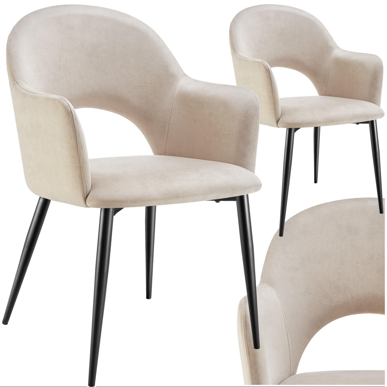 ARMLEHNSTUHL 2er Set Sachel 57 x 61 5 x 87 5 cm creme - Creme, Kunststoff (57/87.5/61.5cm) - tectake