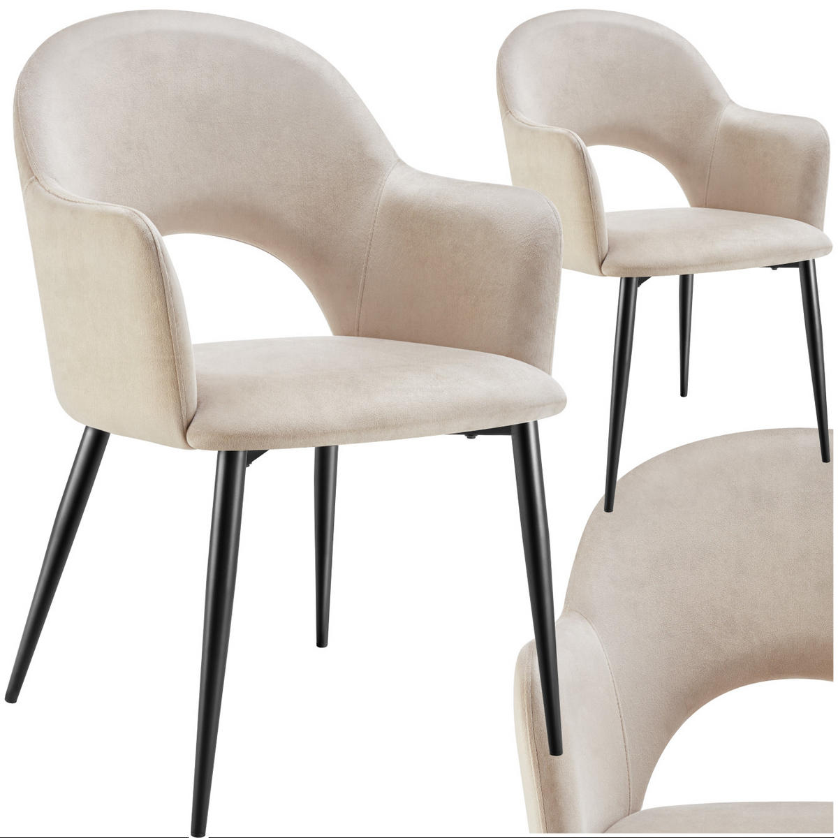 ARMLEHNSTUHL 2er Set Sachel 57 x 61 5 x 87 5 cm creme - Creme, Kunststoff (57/87.5/61.5cm) - tectake