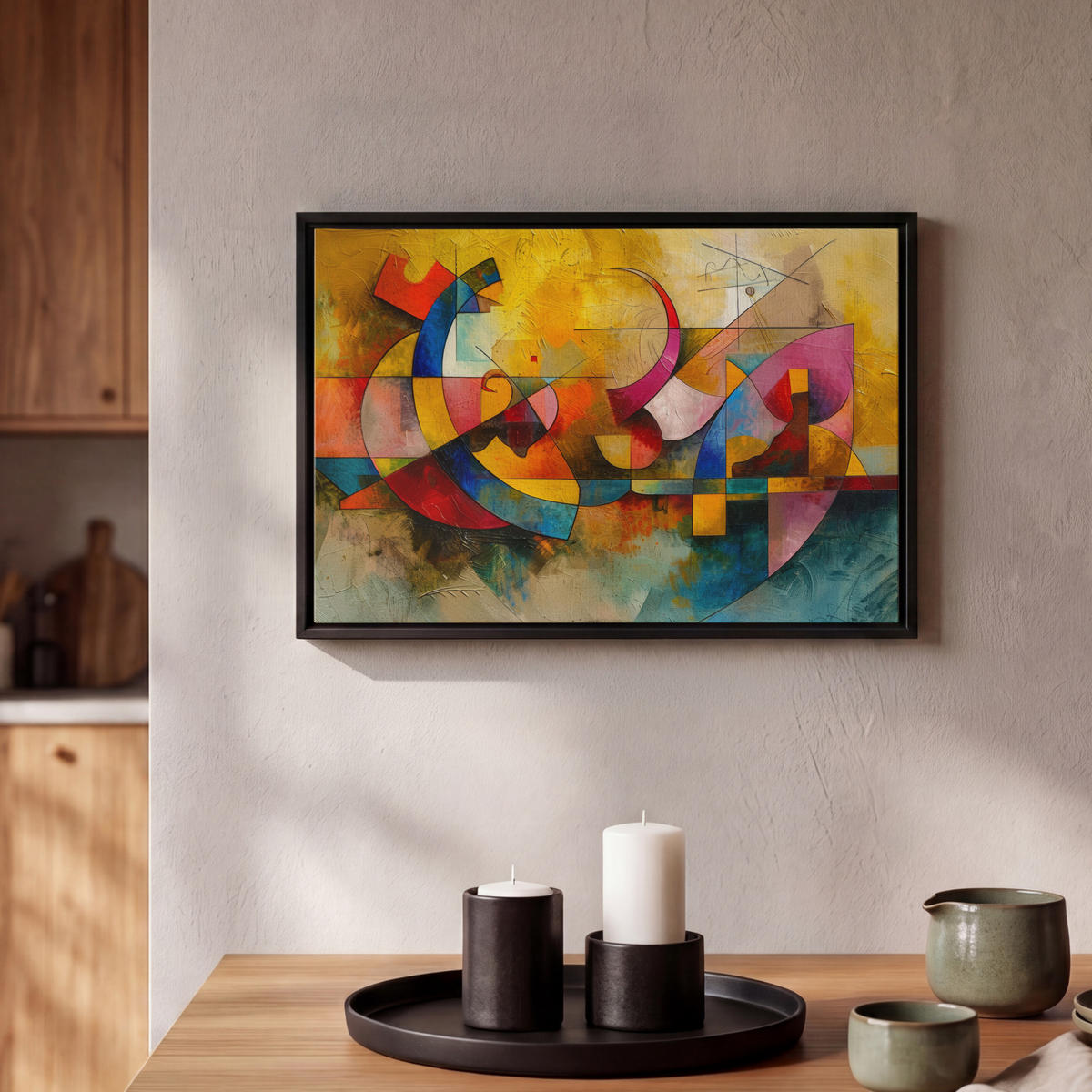 LEINWAND Bilder mit Rahmen - Kunst - Abstrakt - Modern - 30x20 - Gelb, Textil (30/20cm) - MuchoWow
