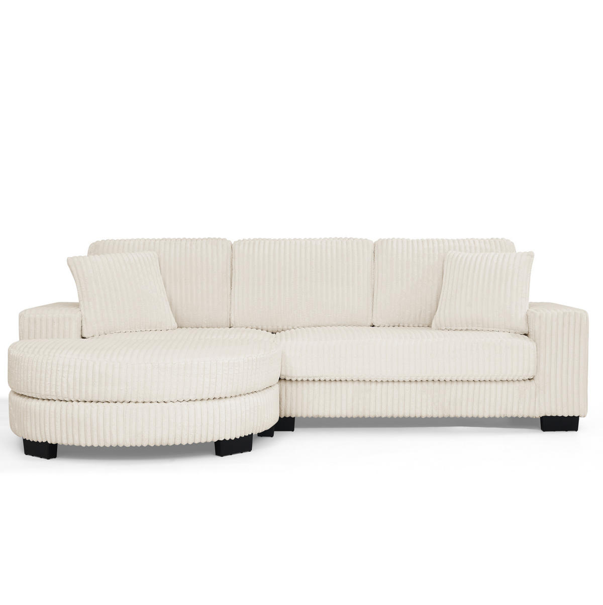 ECKSOFA 256,5/133,5/89 cm beige aus Schaumstoff mit Wechselhocker - Beige, Kunststoff (133.5/256.5cm) - OKWISH