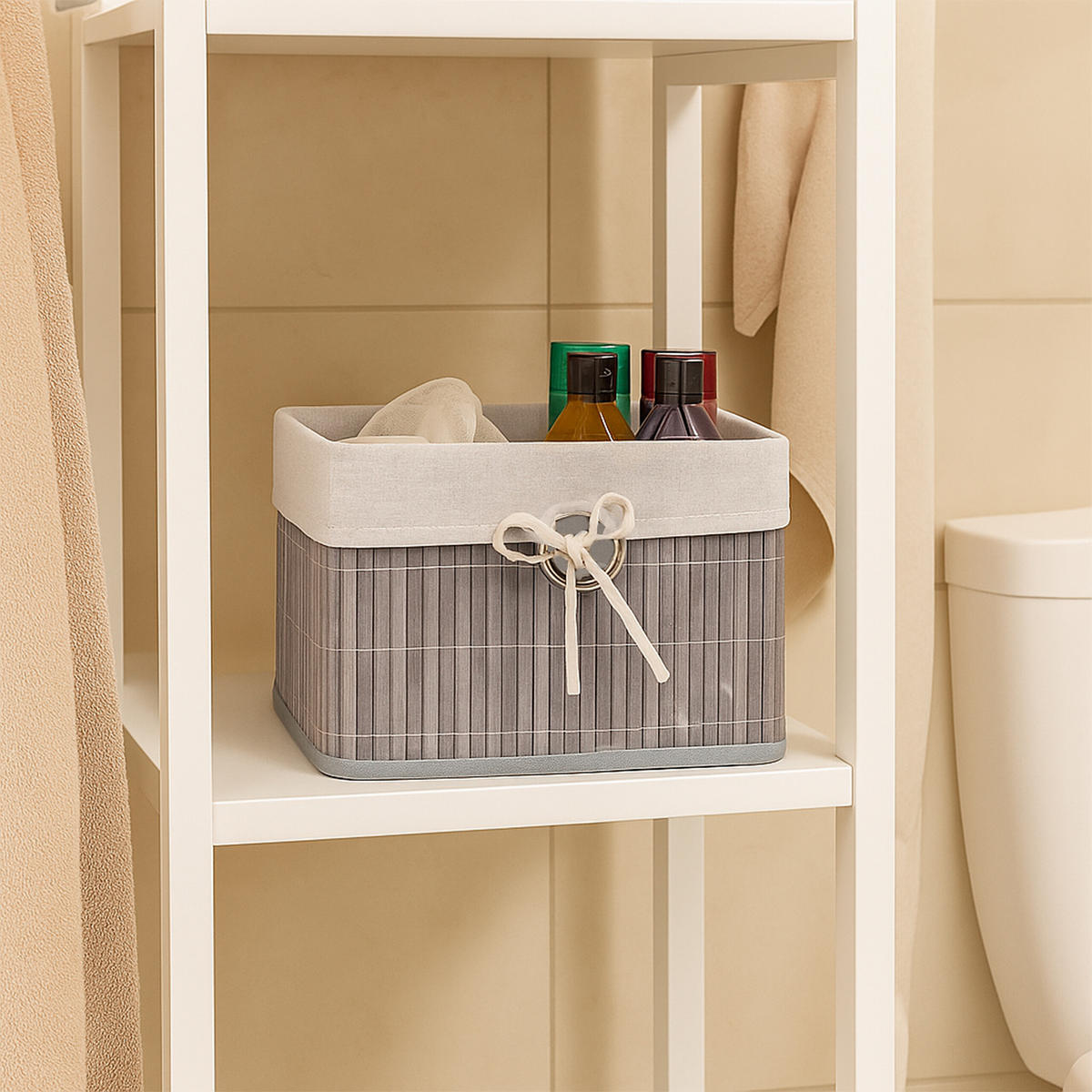 SADA úložných košů - různobarevná, kov/dřevo (31/20/31cm) - Relaxdays