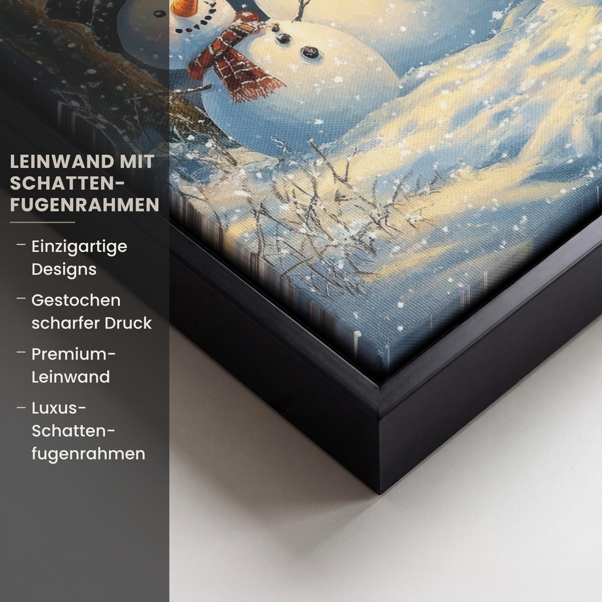 LEINWAND Bilder mit Rahmen - Schneemann - Schnee - Winter - Wald - 20x30 - Hellblau, Textil (20/30cm) - MuchoWow