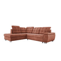 ECKSOFA LOTTA L-förmig Bettkasten verstellbare Kopfstützen hochwertige Verarbeitung lose Rückenkissen freistehend LINKS 212x258x106 cm Dark orange - Dunkelorange, Holz/Textil (212/258cm) - DomoHome