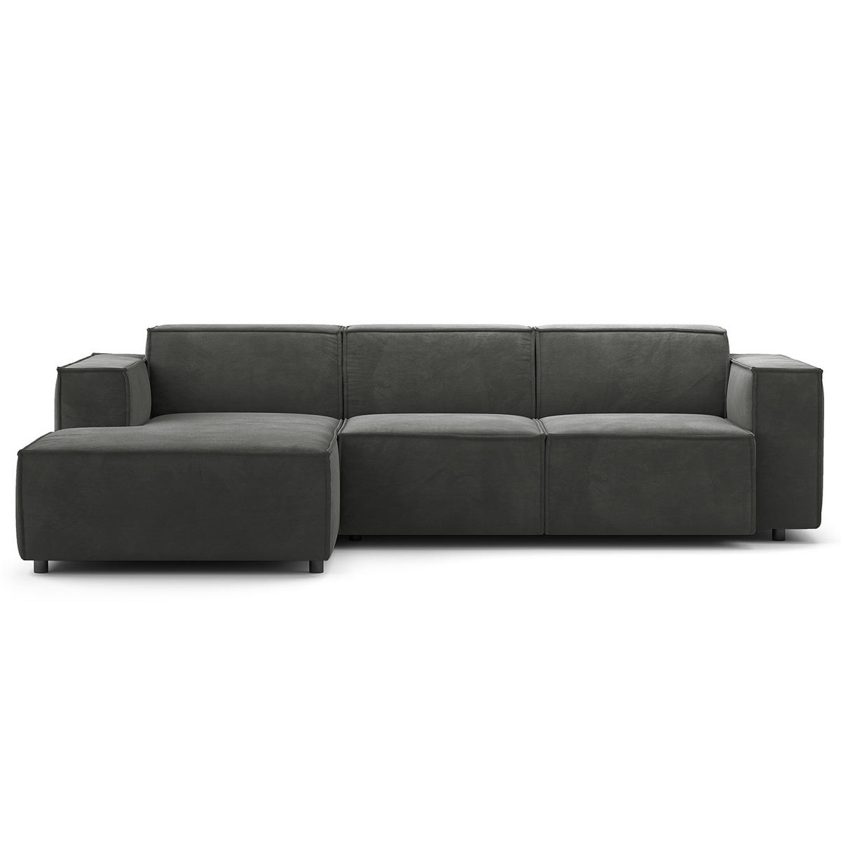 ECKSOFA mit Longchair - Schwarz/Grau, Kunststoff/Textil (260/177cm) - home24