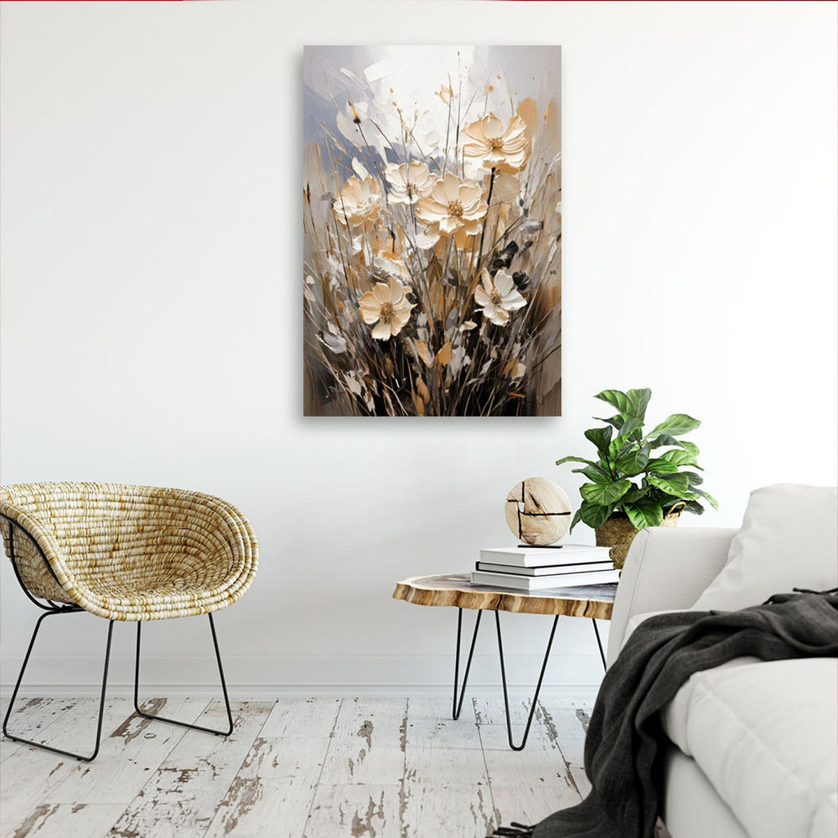 LEINWANDBILD Blumen 30x45cm - Beige, Textil (30/45cm) - Feeby