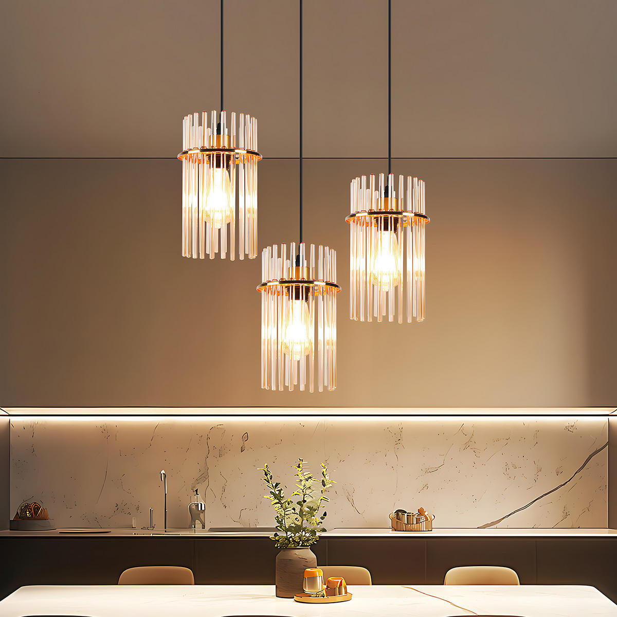 PENDELLEUCHTE Sage 25/25/150 cm - Goldfarben, Glas (25/25/150cm) - ZMH