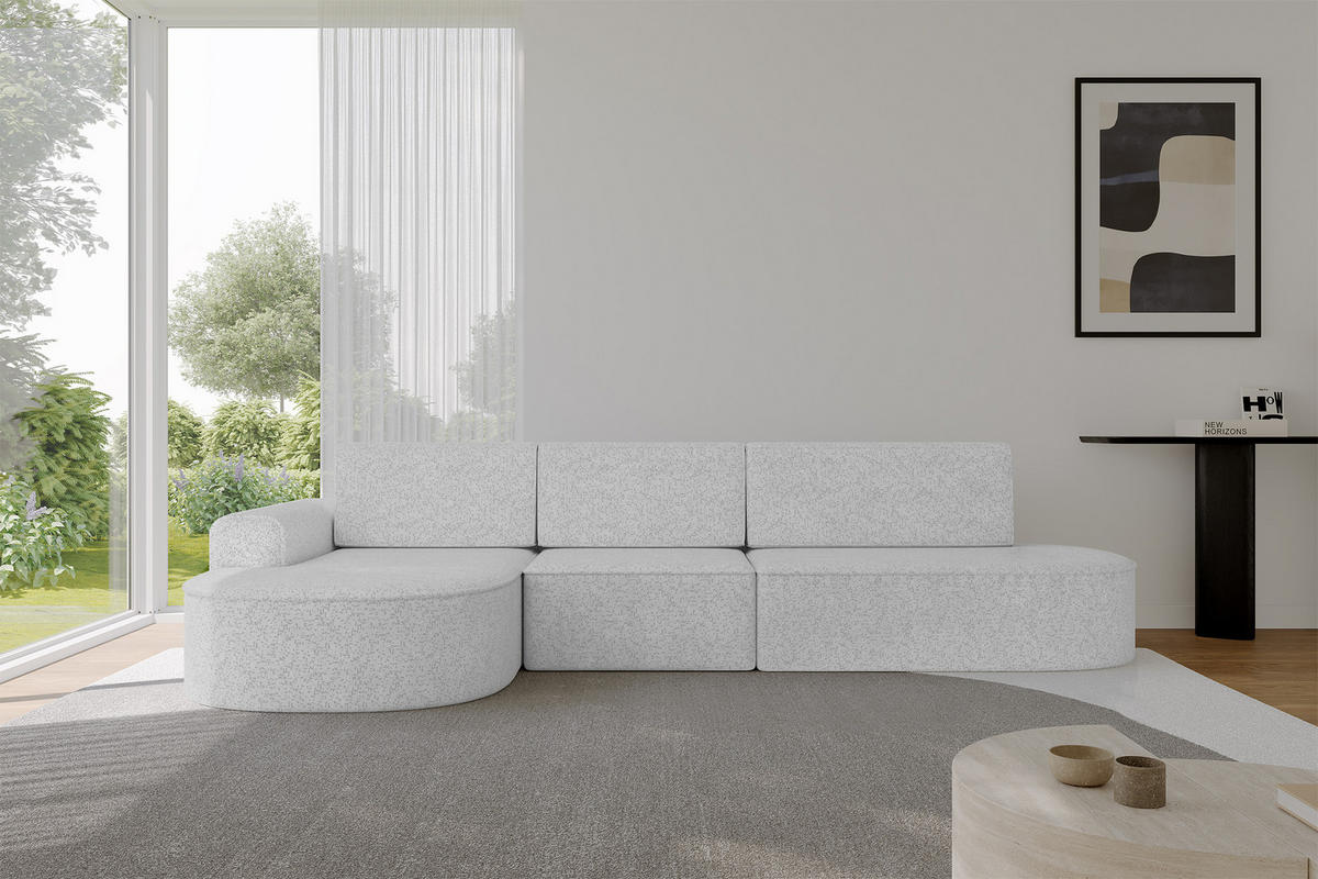 ECKSOFA mit Schlaffunktion Ottomane Links MARI L2-S 368X167X85 Grau Velours - Taupe/Schwarz, Holzwerkstoff/Kunststoff (368/167cm) - ALTDECOR