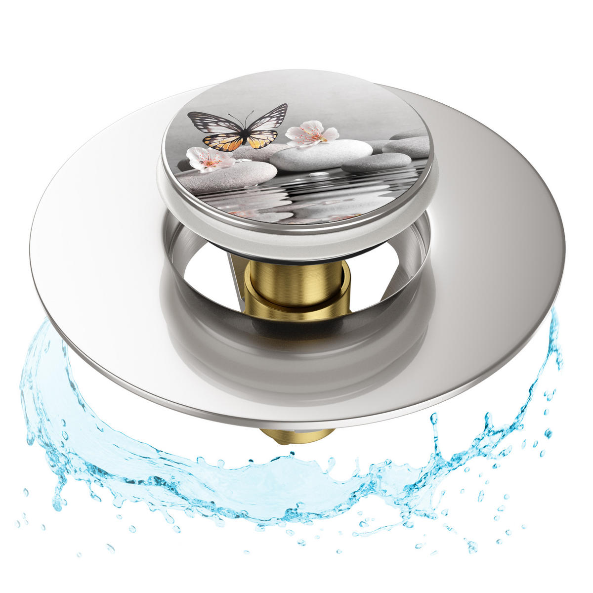 WASCHBECKENSTÖPSEL Pop-Up Vanesa - Grau, Metall (6/4/5cm) - Sanilo