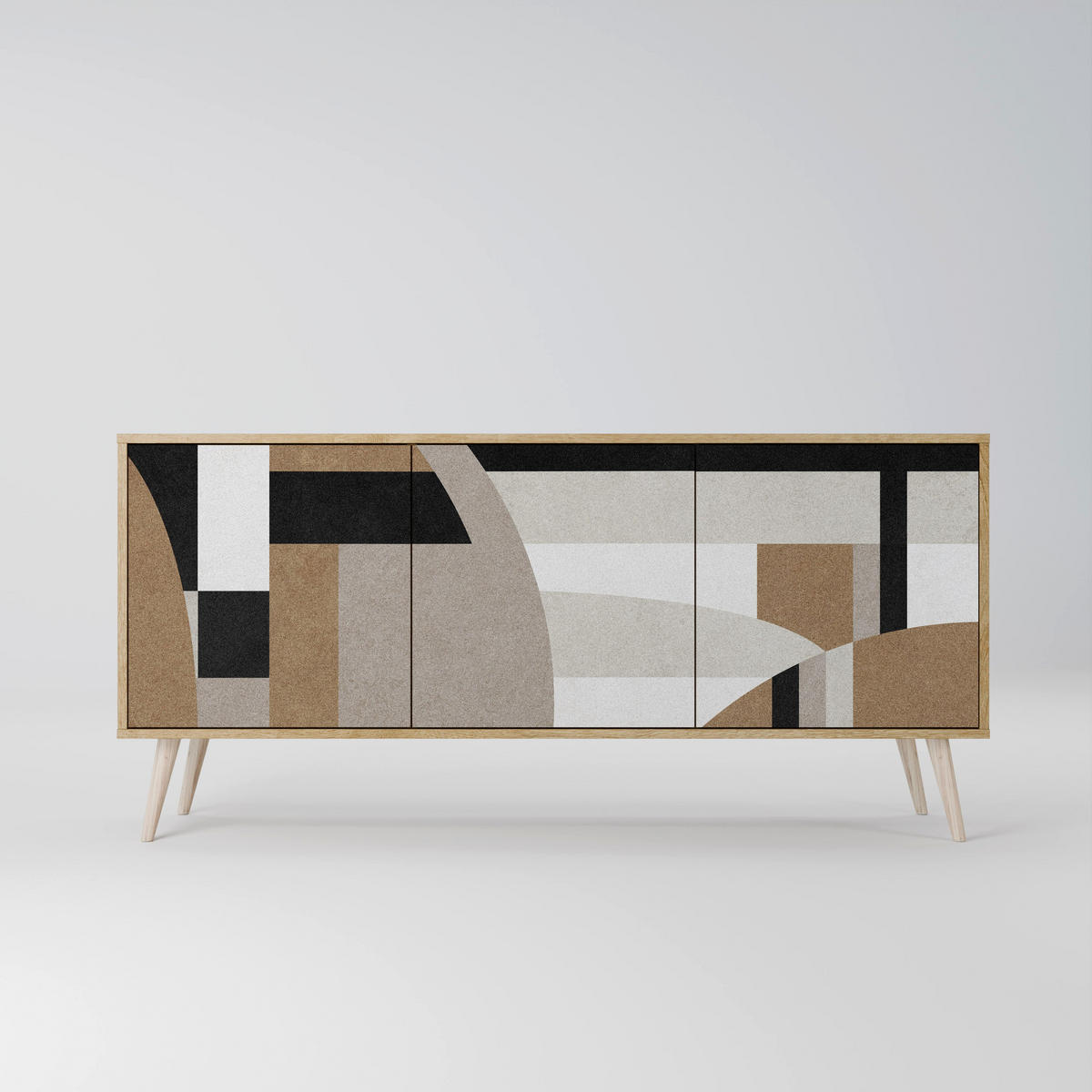 SIDEBOARD DELICATE MEMENTO, Eicheneffekt, 164,5x42x77,5 cm, 3 Türen - Eichefarben/Buchefarben, Holzwerkstoff/Buchenholz (164.5/77.5/42cm) - SpaceRebels