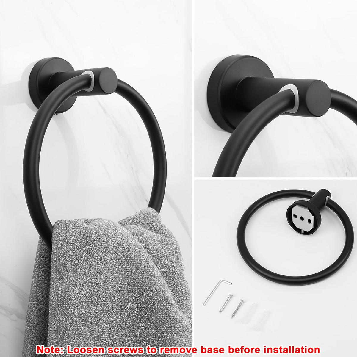 HANDTUCHHALTER – Schwarz – 2er-Pack – Durchmesser 16 cm - Schwarz, Metall (16/5/16cm)