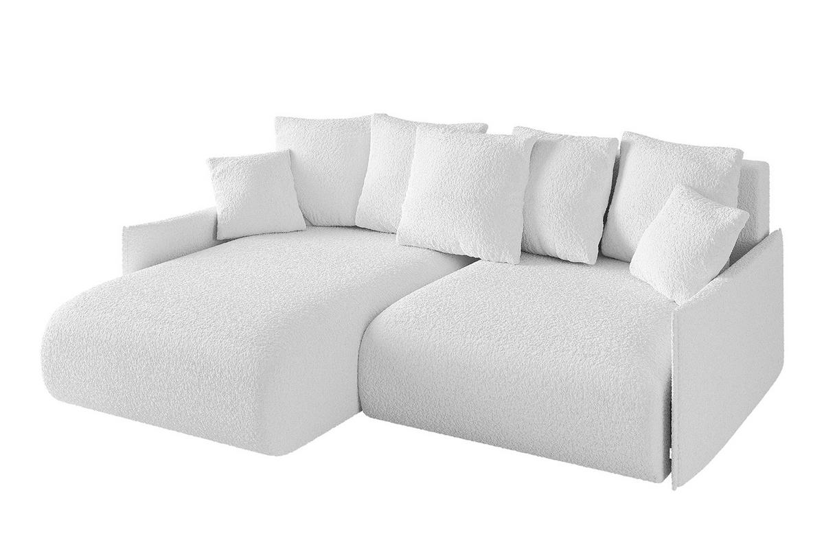 ECKSOFA mit Schlaffunktion und Bettkasten ONESK-L -v1 208x165x40 Weiß Bouclé - Weiß, Holzwerkstoff/Kunststoff (208/165cm) - ALTDECOR