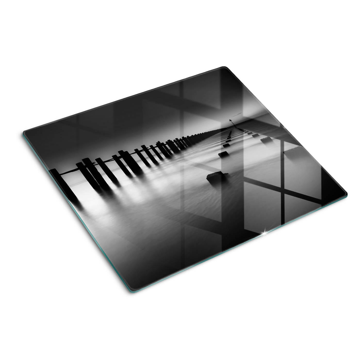 Tulup Glasplatte Schwarz 60x0.4x52 cm