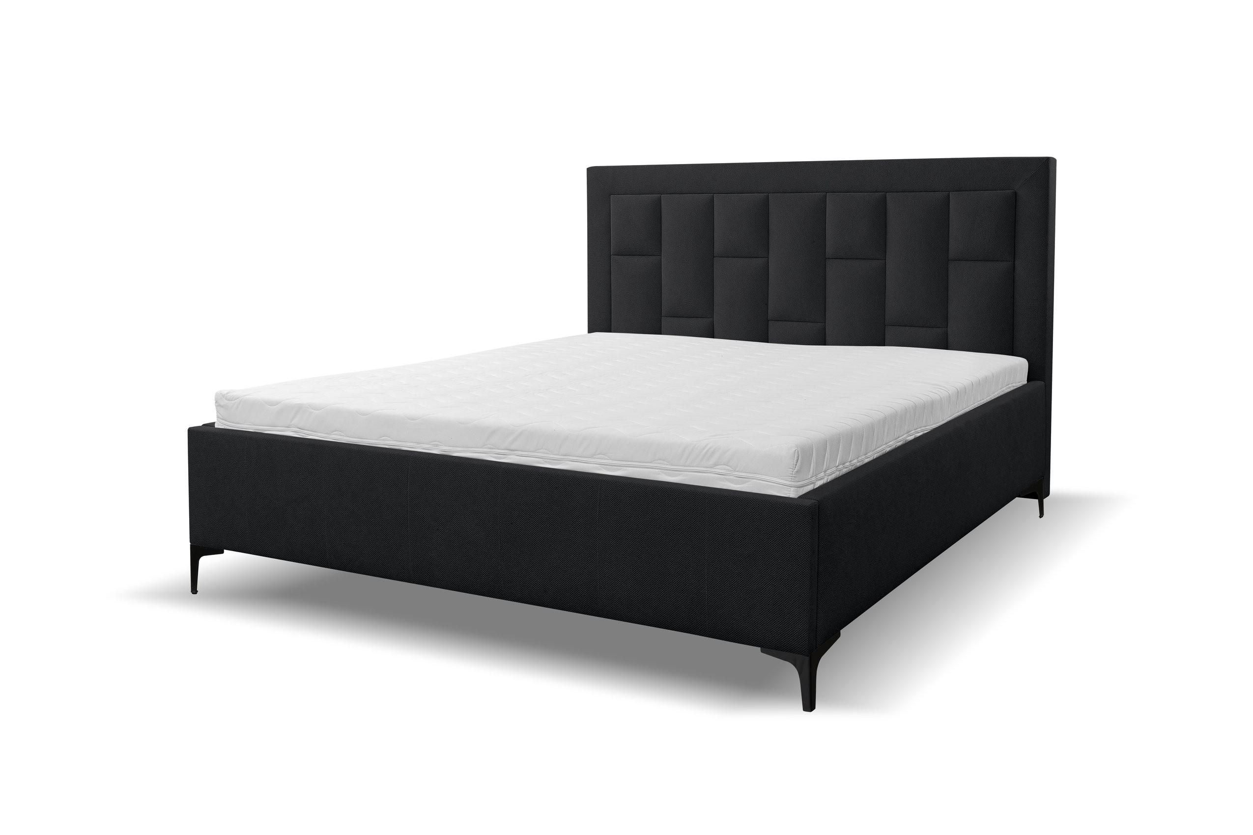 POLSTERBETT VENEZIA mit Kopfteil, 140 x200 cm, Doppelbett mit Bettkasten und Lattenrost aus Strukturstoff, Velourstoff, Frabe: Schwarz - Schwarz, Holz/Kunststoff (140/200cm) - VENASI MÖBEL