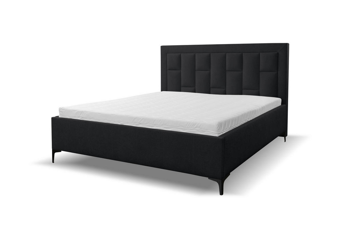 POLSTERBETT VENEZIA mit Kopfteil, 140 x200 cm, Doppelbett mit Bettkasten und Lattenrost aus Strukturstoff, Velourstoff, Frabe: Schwarz - Schwarz, Holz/Kunststoff (140/200cm) - VENASI MÖBEL