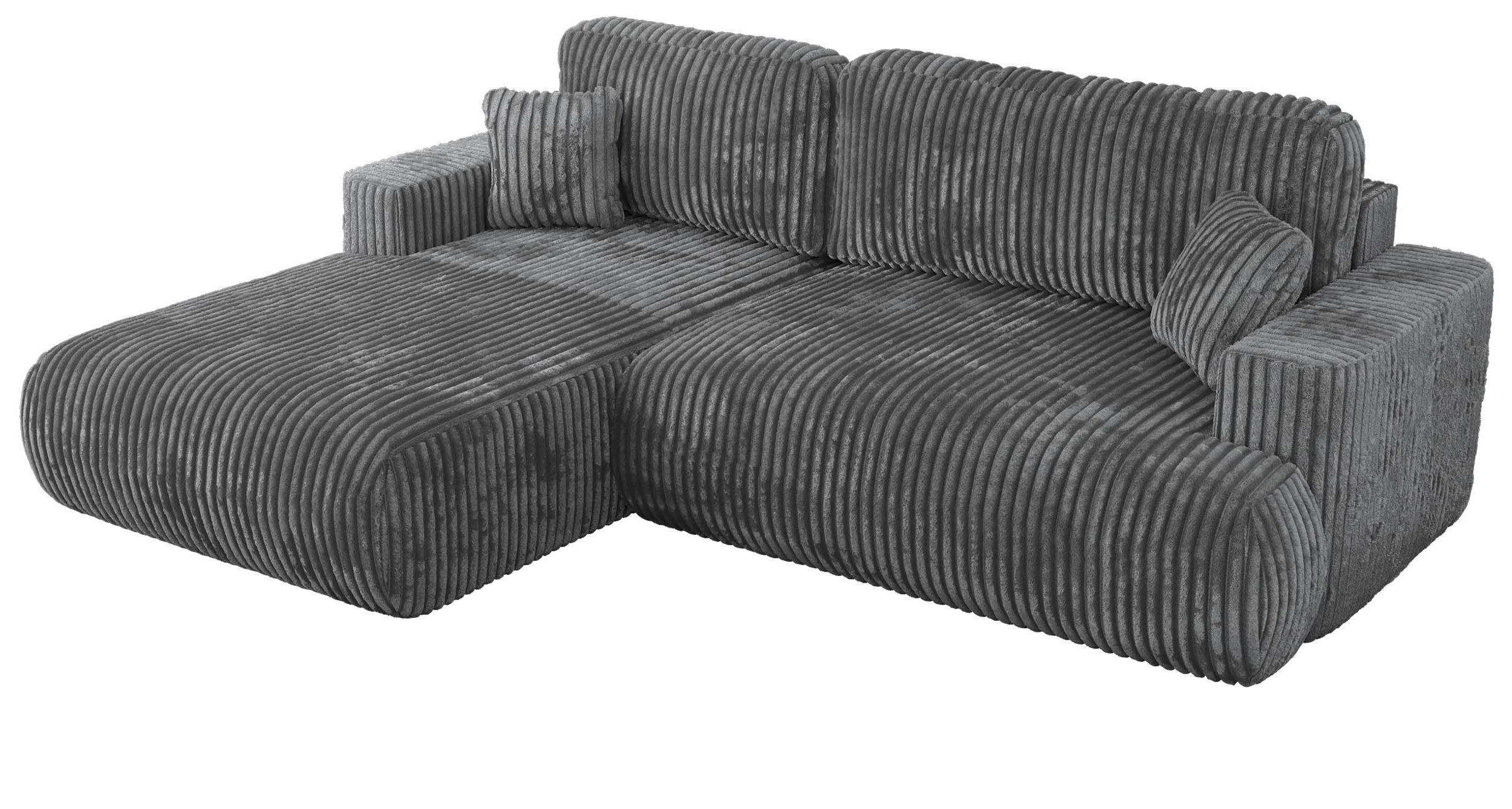 ECKSOFA OVO L Dunkelgrau Cord - Links Seite - Dunkelgrau/Schwarz, Kunststoff/Textil (271/195cm) - MKS