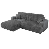 ECKSOFA OVO L Dunkelgrau Cord - Links Seite - Dunkelgrau/Schwarz, Kunststoff/Textil (271/195cm) - MKS