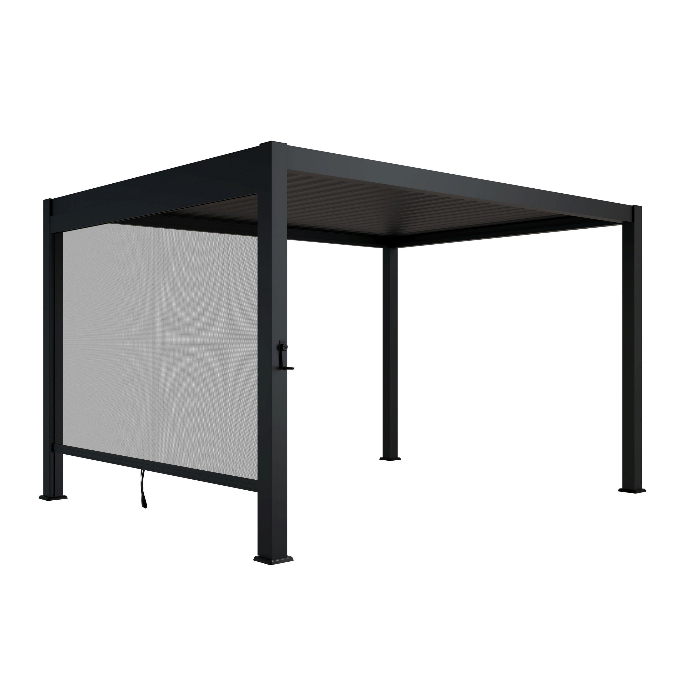 LAMELLENDACH Tahiti mit Seitenwand 3x4 m anthrazit - Anthrazit, Metall (300/240/400cm) - Juskys