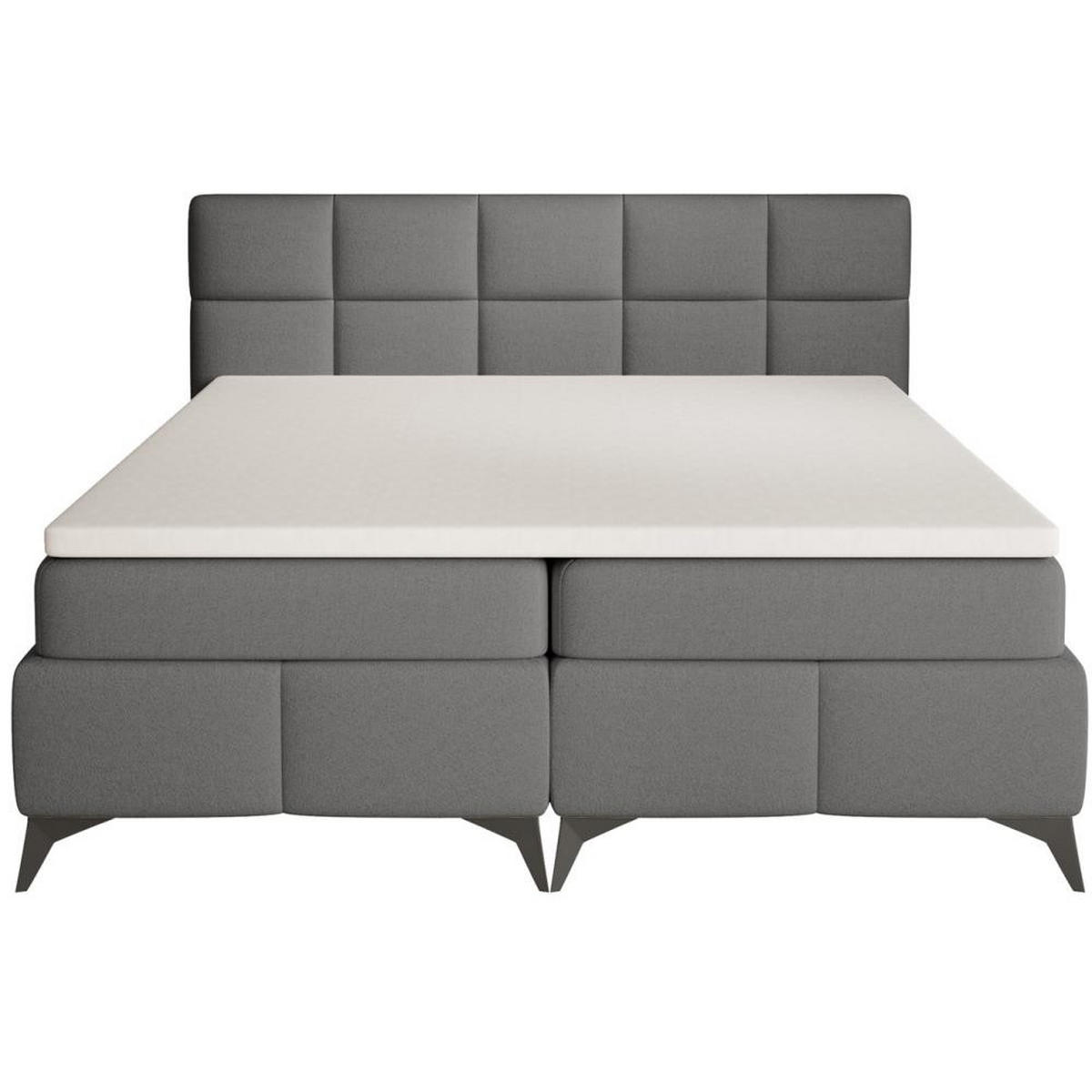 BOXBETT Solido mit Bettkasten 180x200 cm dunkelgrau - Dunkelgrau/Schwarz, Textil/Metall (180/200cm) - Beautysofa