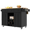 KÜCHENWAGEN 104x39.5x91.5cm Schwarz mit 3 Schubladen & Weinrutsche - Schwarz, Holzwerkstoff (104/91.5/39.5cm) - Modfu