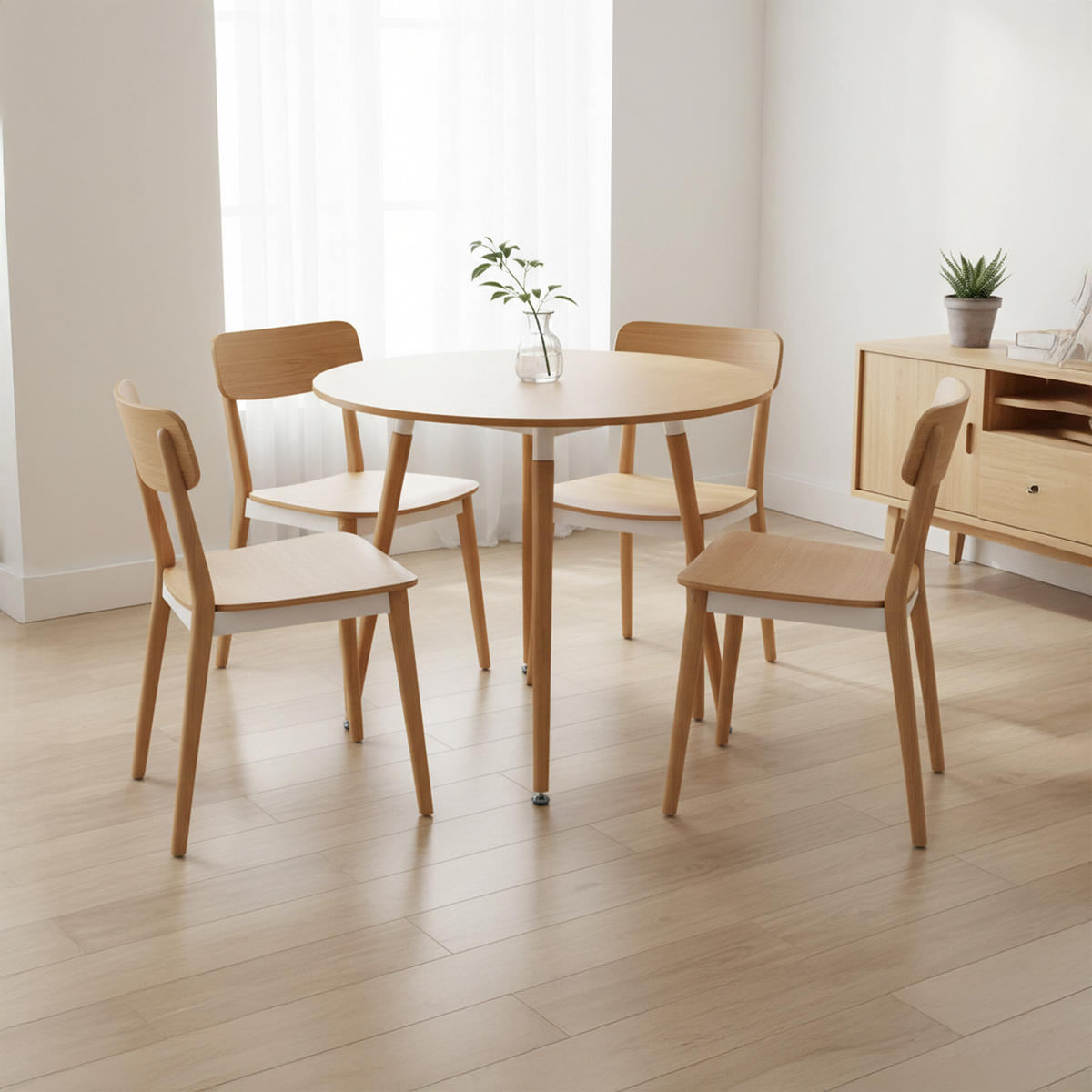 JÍDELNÍ stůl - světle hnědá, kov/dřevo (90/90/75cm) - Relaxdays