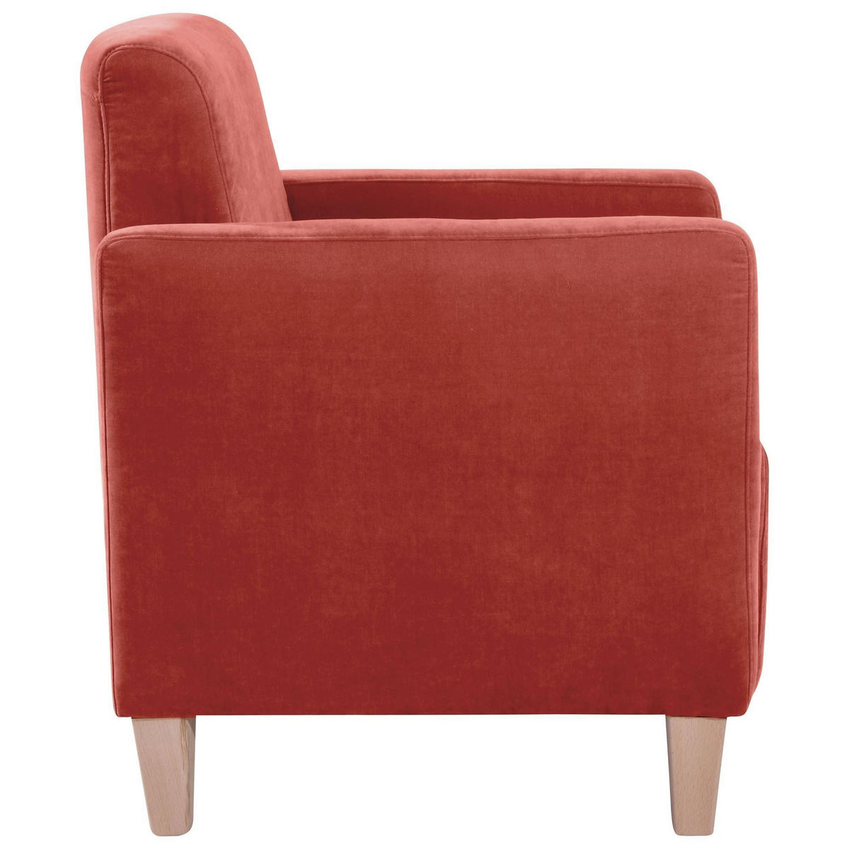 SESSEL Karol Bezug Veloursstoff Buche natur / terracotta - Rot, Kunststoff (71/81/70cm) - 58aufmkessel