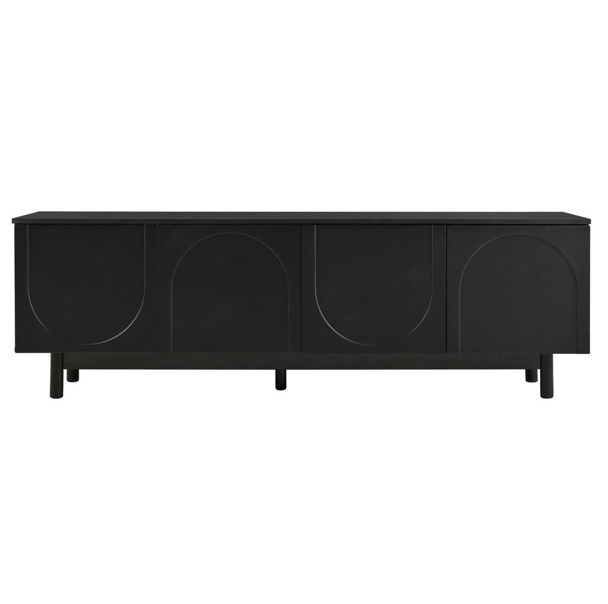 TV-LOWBOARD aus MDF und Spanplatte 175x38x56 cm Schwarz mit 4 Türen und verstellbaren Einlegeböden - Schwarz, Holzwerkstoff (175/56/38cm) - IVMEU