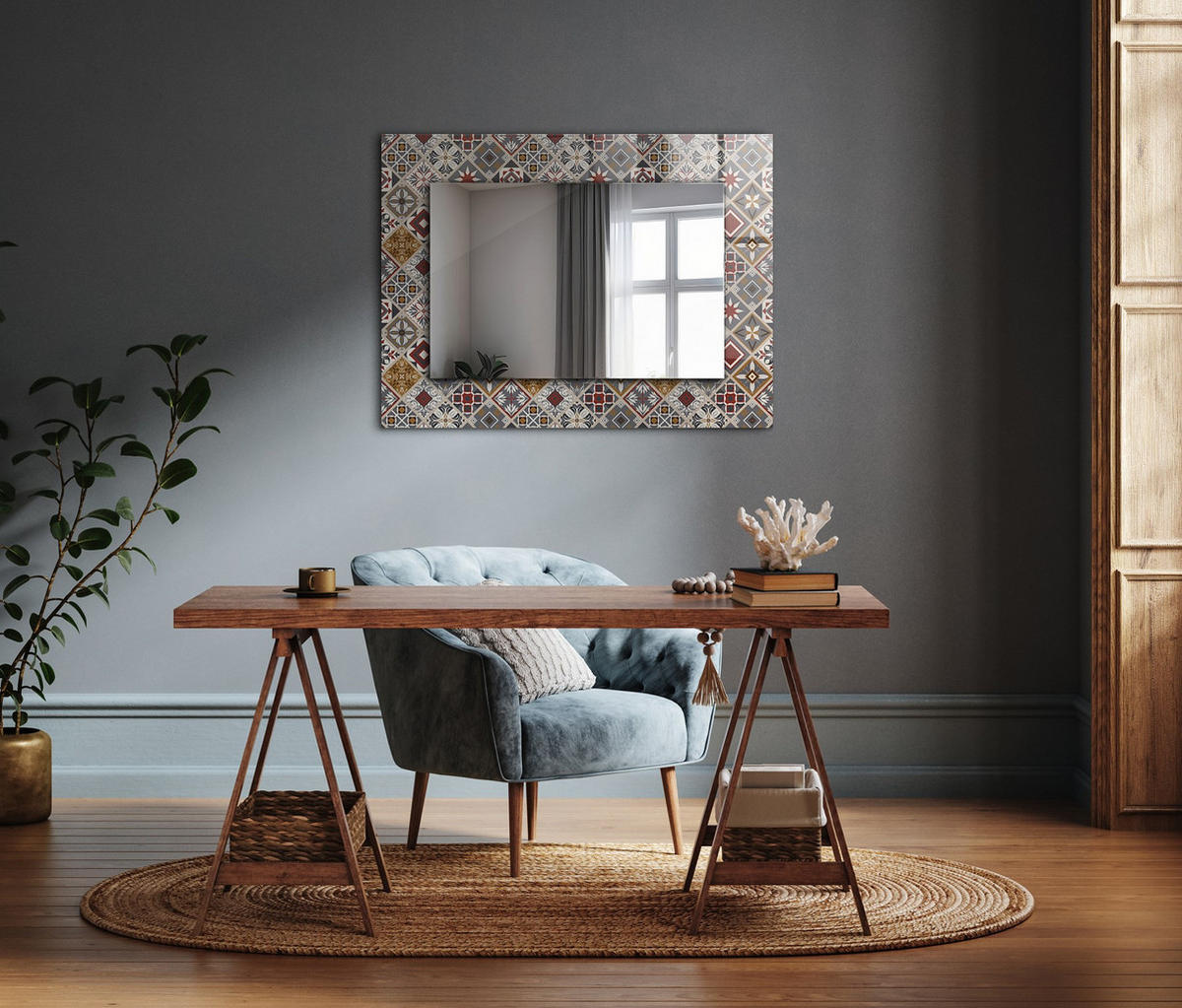 SPIEGEL 80 x 60 cm Rechteckig mit Aufdruck - Braun, Glas (80/60/0.4cm) - TULUP