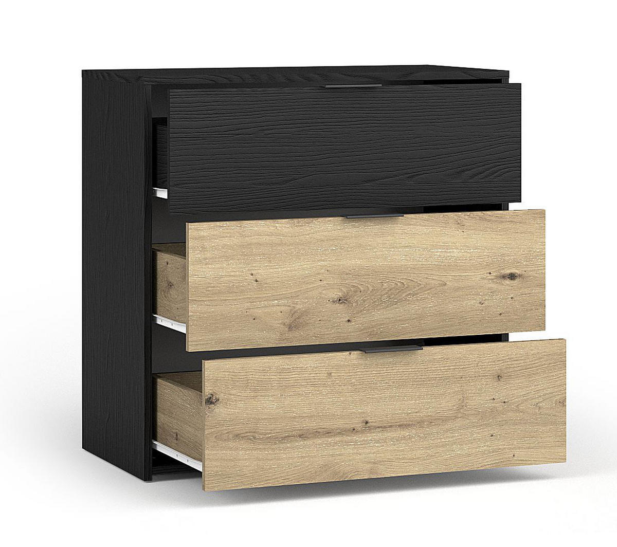 KOMMODE Upsala graphit / Eiche Artisan 80 / 40 / 79cm - Eichefarben/Graphitfarben, Holz/Holzwerkstoff (80/79/40cm) - Feldmann-Wohnen