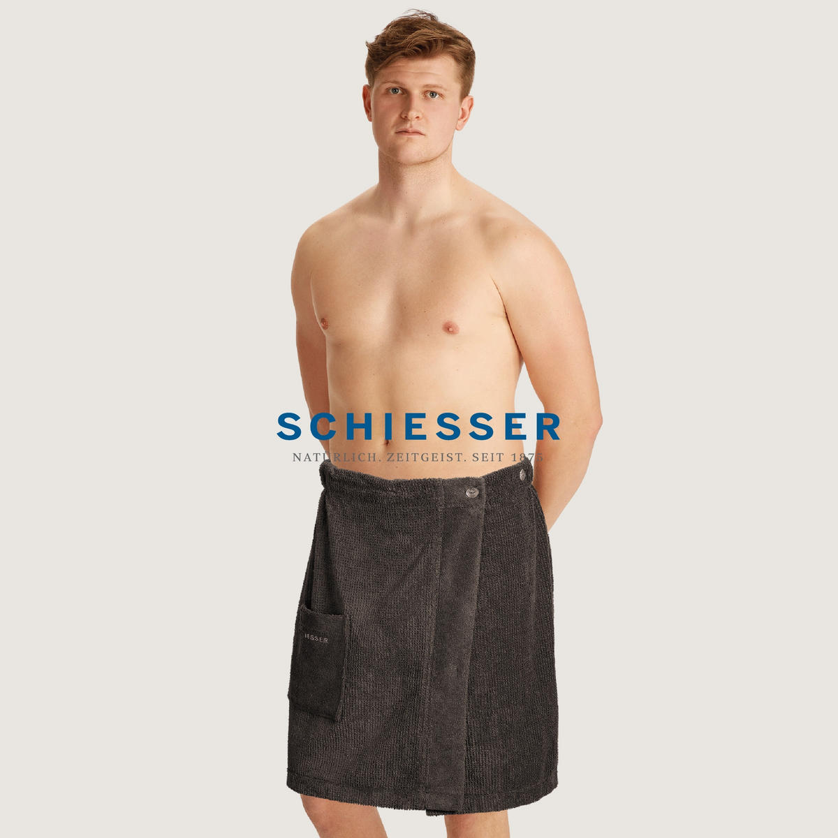 SAUNAKILT Turin Herren - 46-54 - Dunkelgrau - Dunkelgrau, Textil (55/150cm) - SCHIESSER