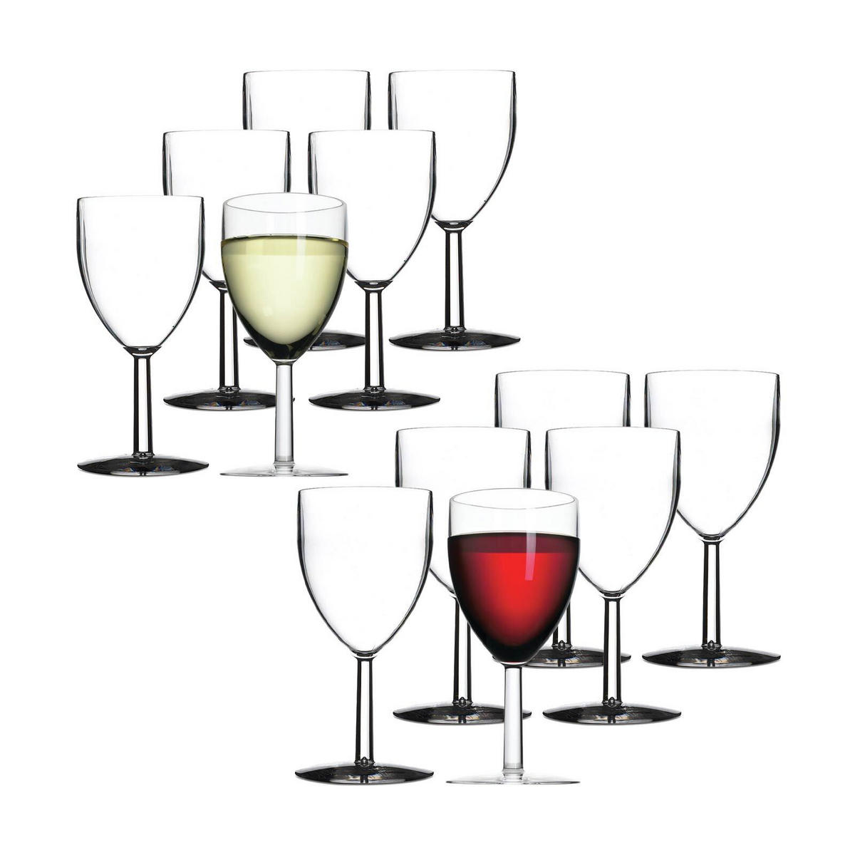 KUNSTSTOFF ROT- UND WEISSWEINGLÄSER transparent 300 ml + 200 ml 12er Set - Transparent, Kunststoff (0.001L) - Mepal