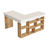 ECKSCHREIBTISCH mit Stauraum - Weiß & Naturfarben - LILEUL - Naturfarben, Holz (120/129/72cm) - Vente-Unique