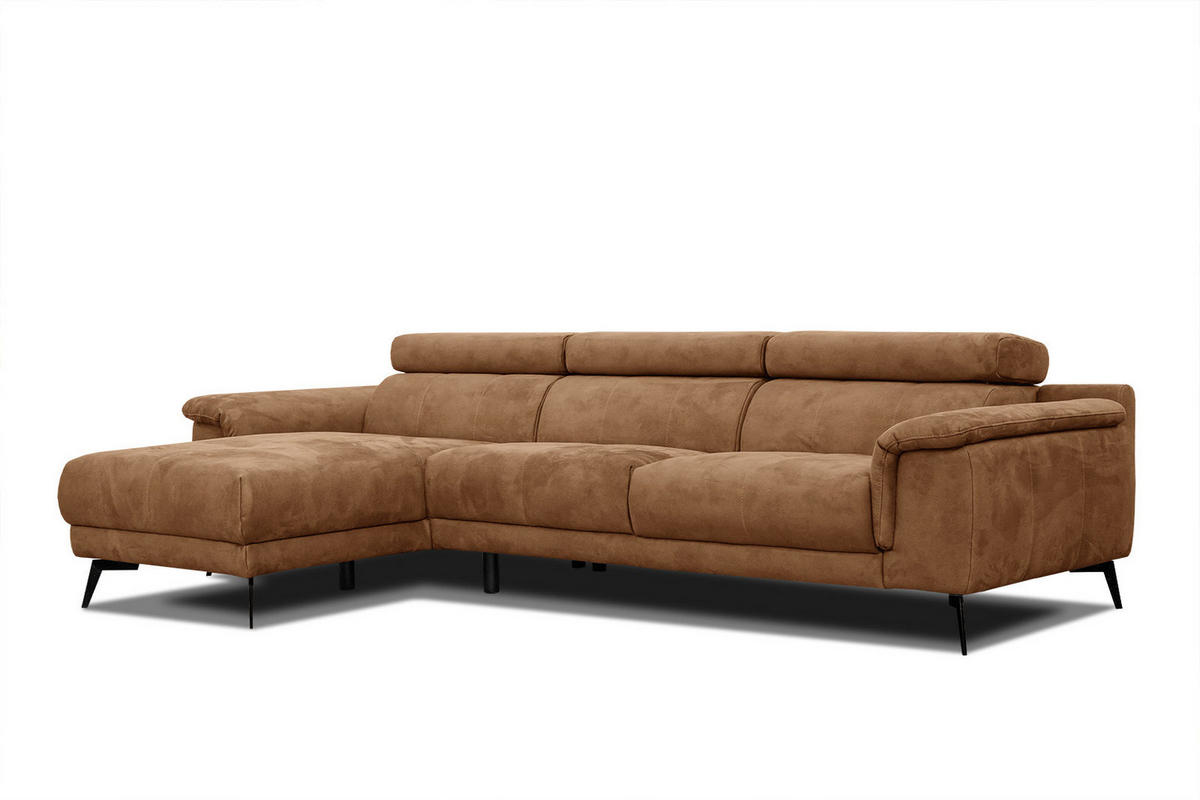 ECKSOFA FIERO 4-Sitzer, braun - Schwarz/Braun, Holzwerkstoff/Textil (158/269cm) - Courtois Laville