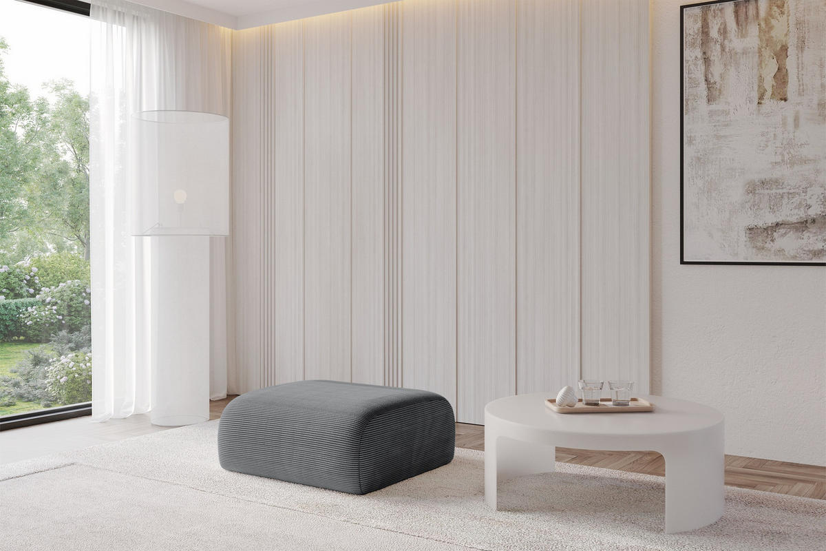 POUF MIRA-PUF 91x89x40 Dunkelgrau cm Cord Modular Sitzhocker - Dunkelgrau/Schwarz, Holzwerkstoff/Kunststoff (91/40/89cm) - ALTDECOR