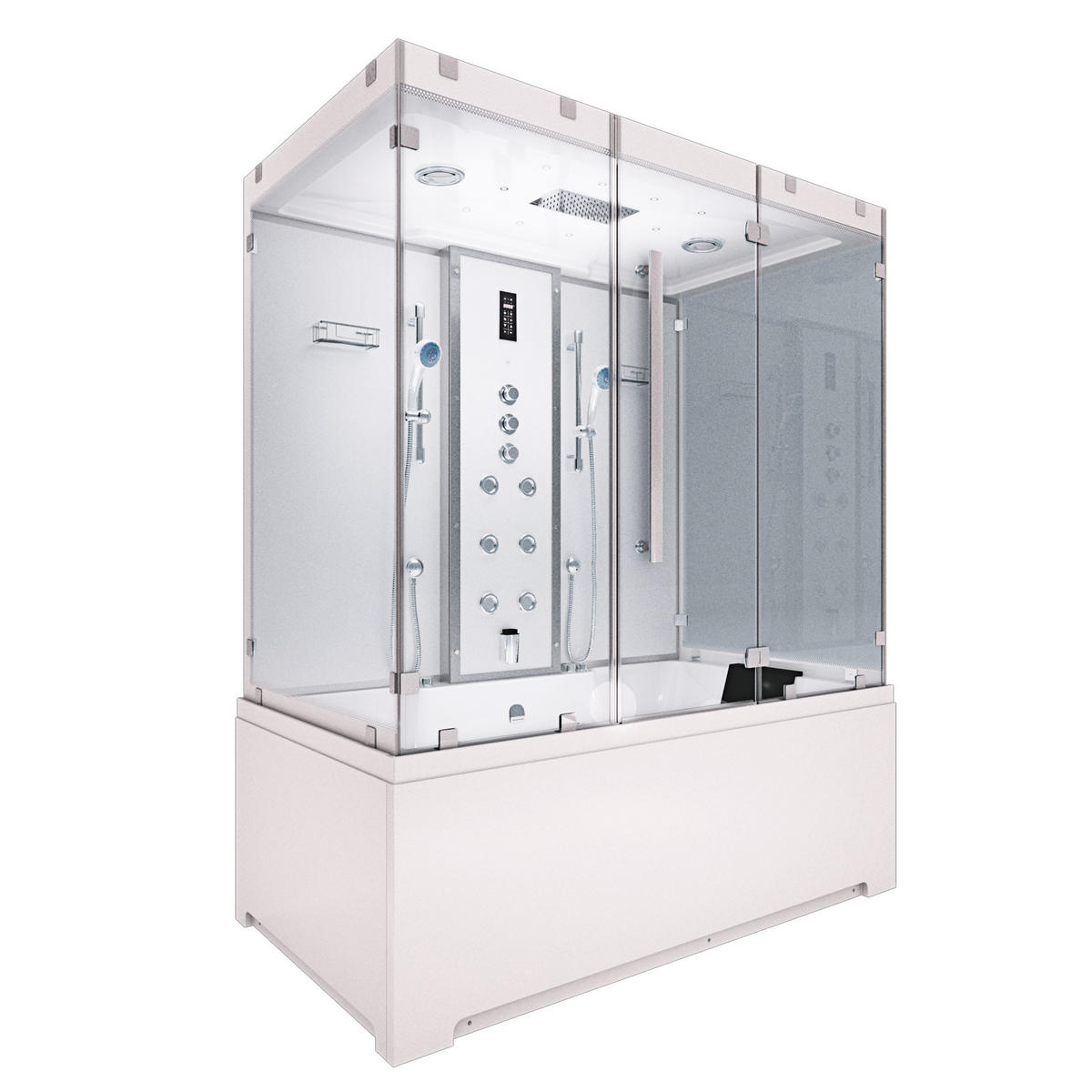 BADEWANNE Dusche K80-WS-TH-B-EC-EA Duschtempel - Weiß, Glas/Kunststoff (180/100/228cm) - AcquaVapore by Sandra Jentho