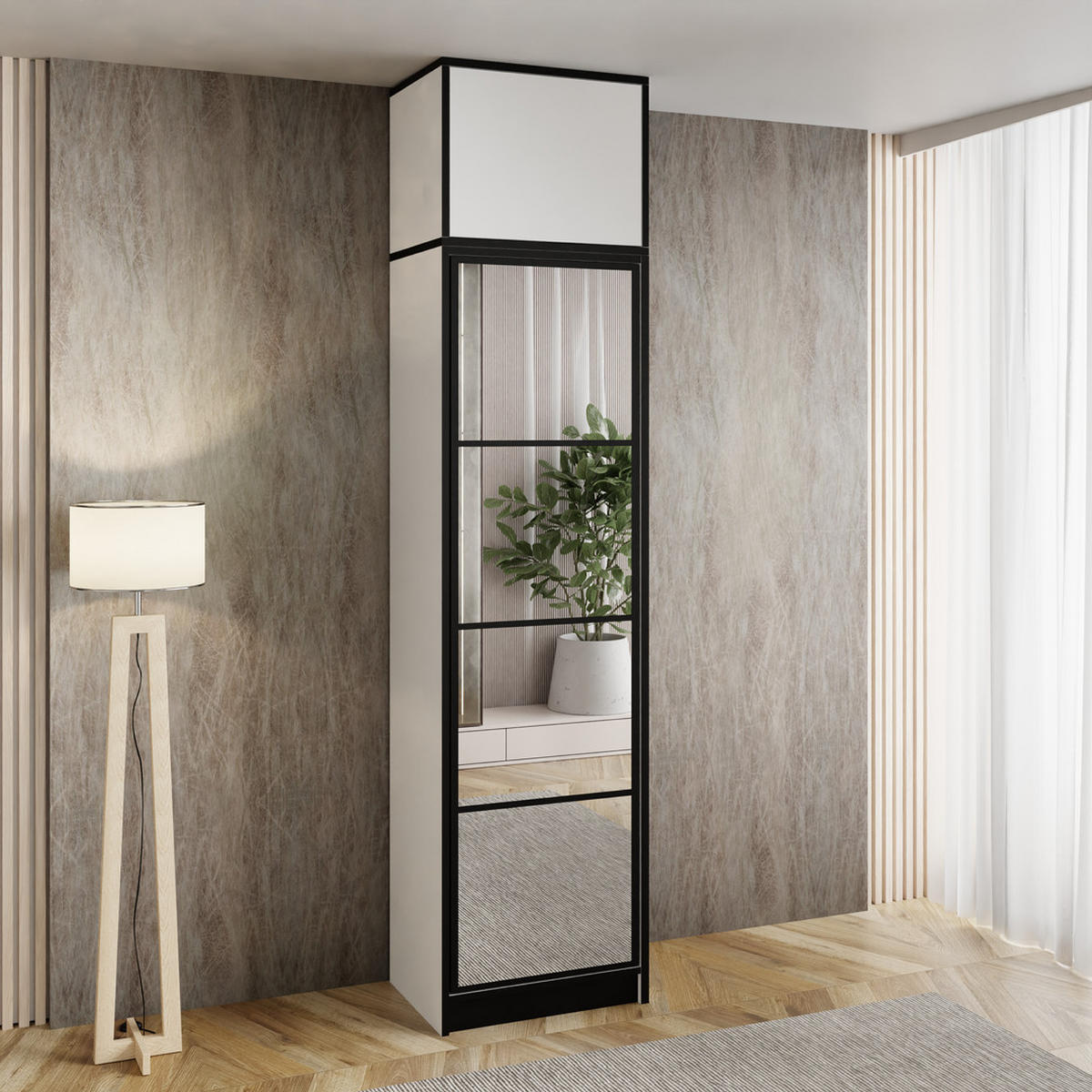 DREHTÜRENSCHRANK EDEN MIT AUFSATZ 1D weiß - Weiß, Holzwerkstoff (53.2/247/39cm) - Kier Furniture