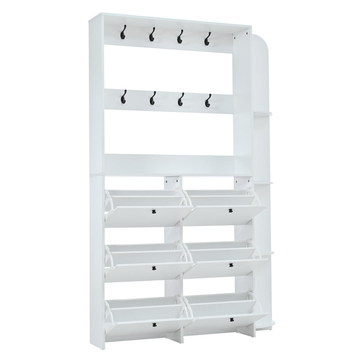 STANDGARDEROBE 120/24/200 cm mit 8 Haken und Schuhschrank in Weiß - Weiß, Holzwerkstoff (120/200/24cm) - BEAOK