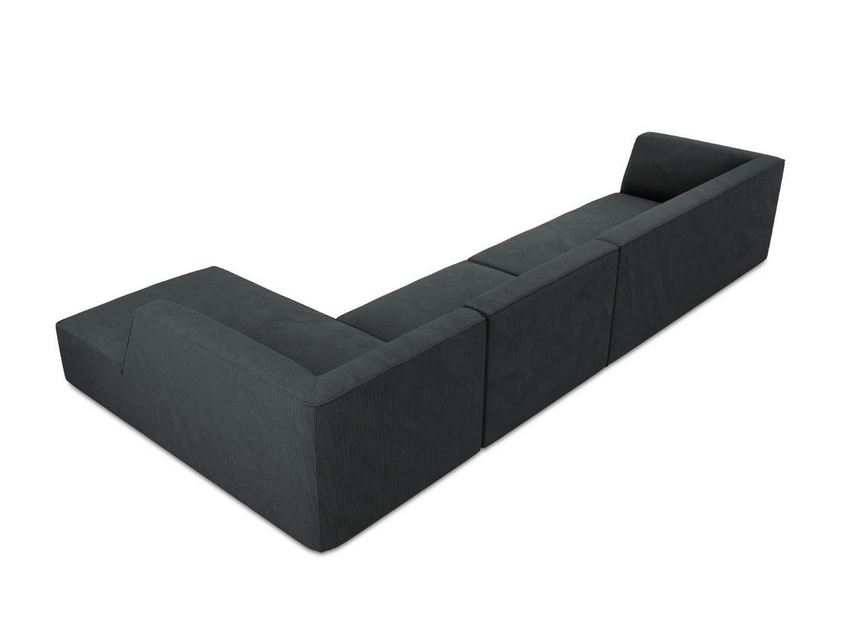 ECKSOFA rechts Ruby aus Cord schwarz 5 Sitzplätze - Schwarz, Textil (180/366cm) - Micadoni