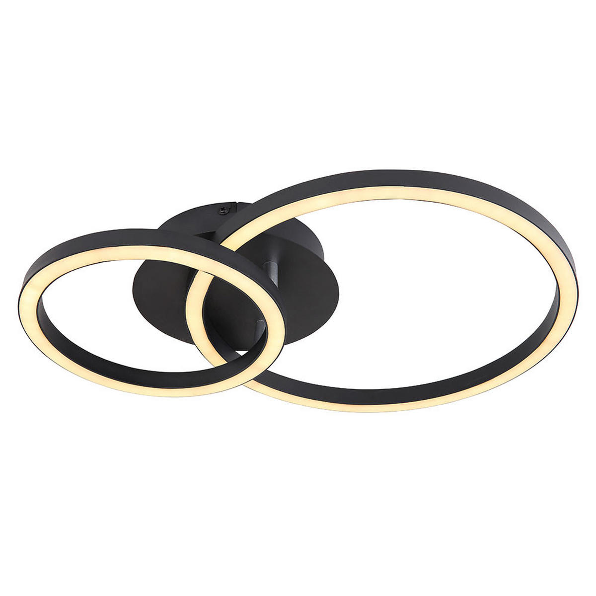 LED DECKENLEUCHTE Schwarz Opal Matt - Schwarz, Metall (42/30/7.5cm) - Globo Lighting