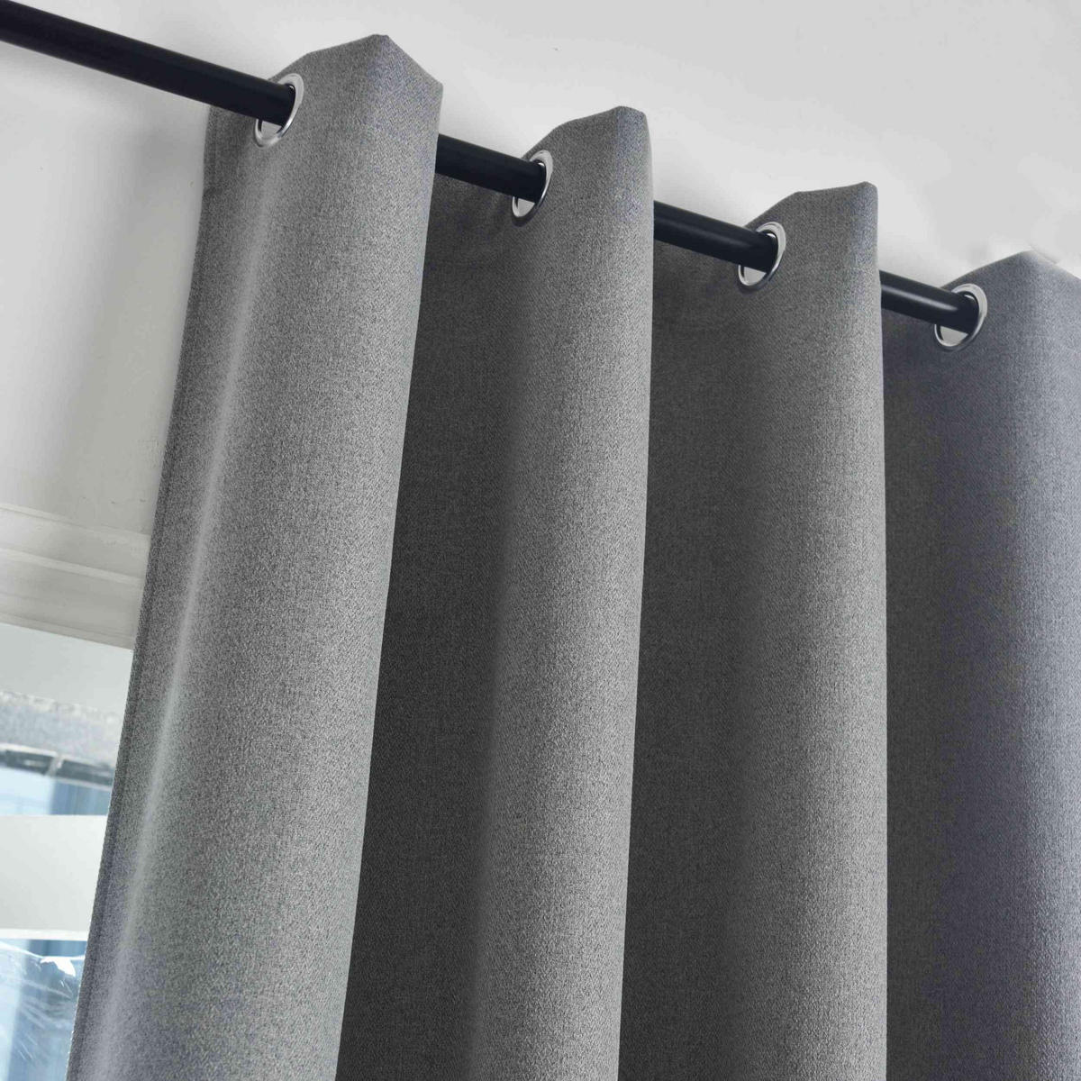 VORHANG 2ER SET »München Dark« HxB 175x145 cm Grau - Grau, Textil (145/175cm) - Gardinenbox