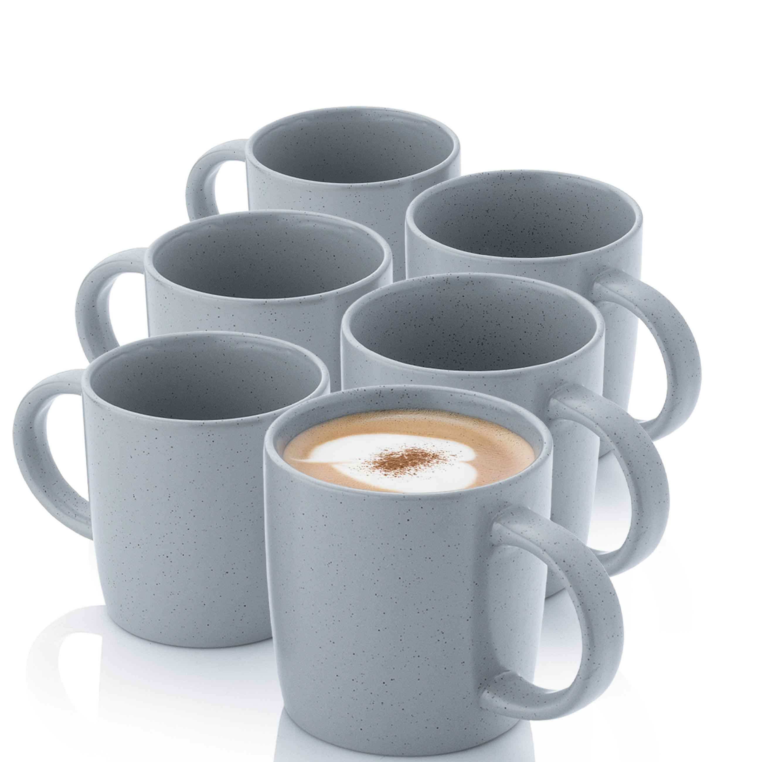 KAFFEEBECHER LEEDS STERLING - 6 teilig aus Steingut - Hellgrau, Stein (0.38L) - Sänger