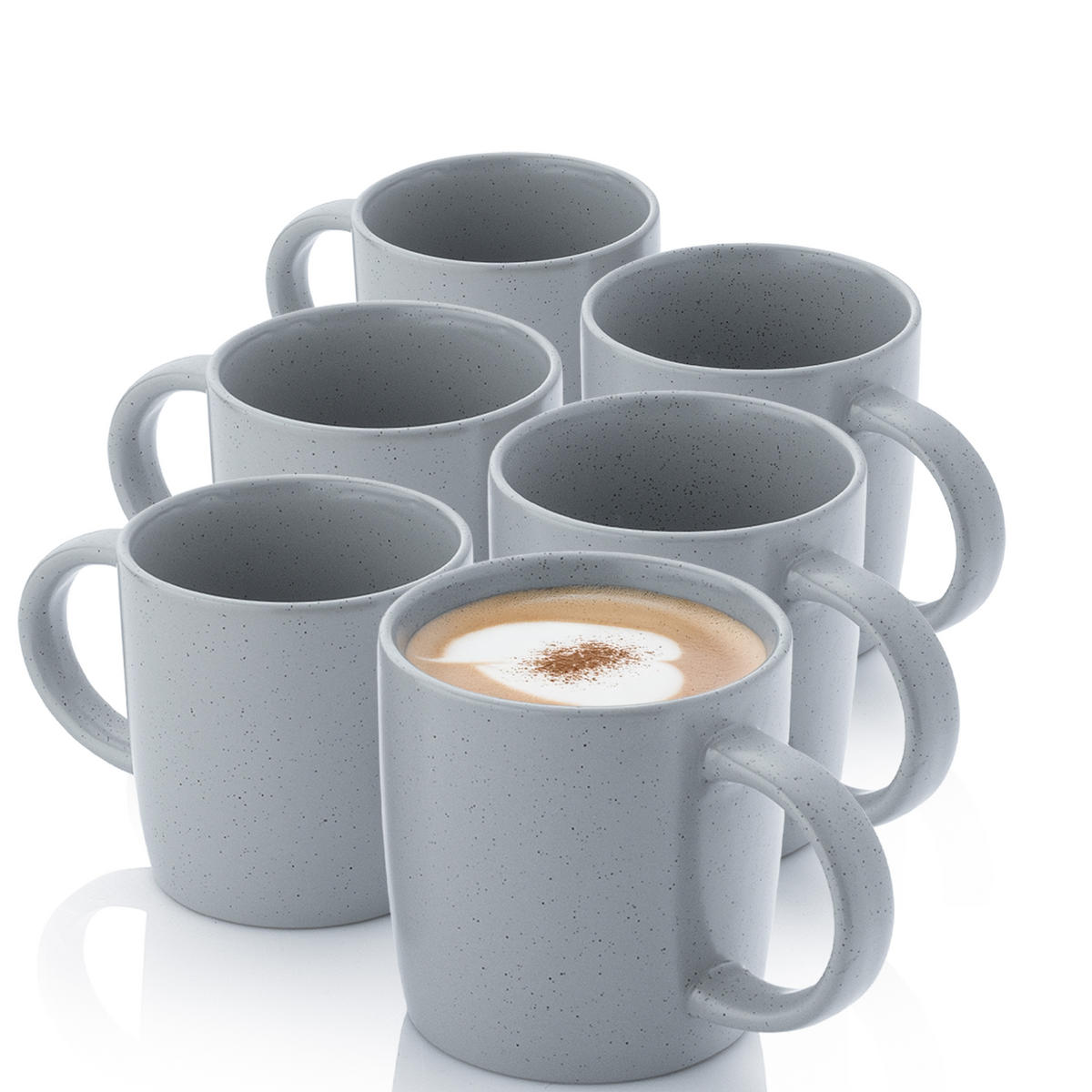 KAFFEEBECHER LEEDS STERLING - 6 teilig aus Steingut - Hellgrau, Stein (0.38L) - Sänger