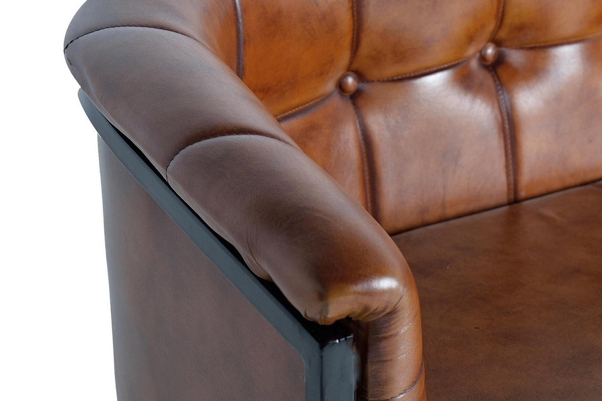 SESSEL aus Leder und Metall - Braun, Fell (73/80/115cm) - Giner y Colomer