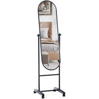 STANDSPIEGEL oval 40/42/155 cm Metall schwarz - Schwarz, Metall (40/155/42cm) - CLP