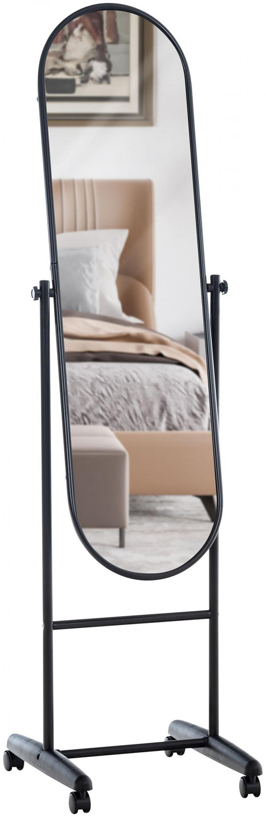 STANDSPIEGEL oval 40/42/155 cm Metall schwarz - Schwarz, Metall (40/155/42cm) - CLP
