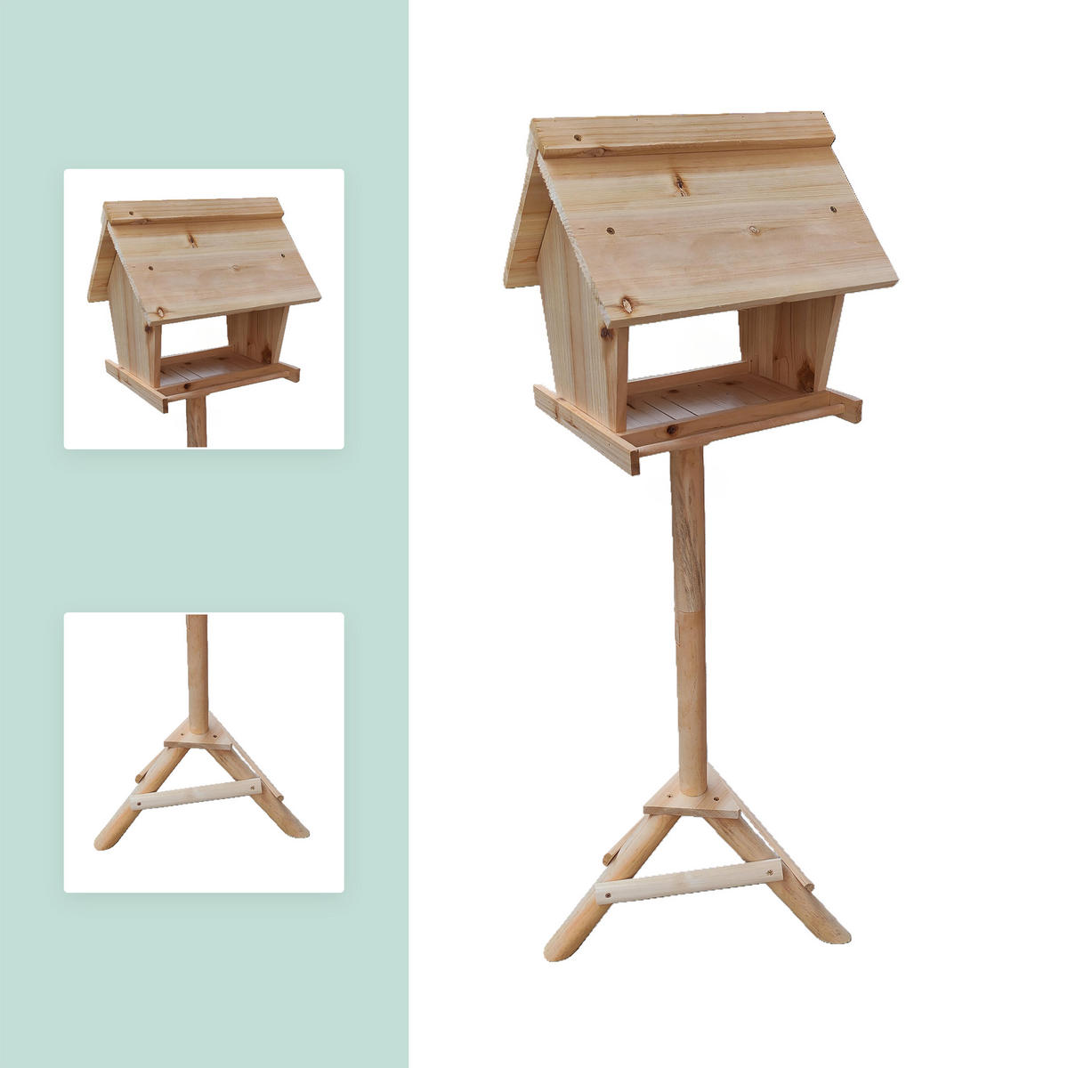 VOGELFUTTERHAUS - Hellbraun, Holz (32/107/27cm) - Relaxdays