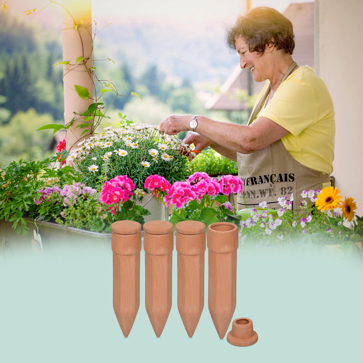 4XTONKEGEL - Hellbraun, Keramik (5/19.5/5cm) - Relaxdays