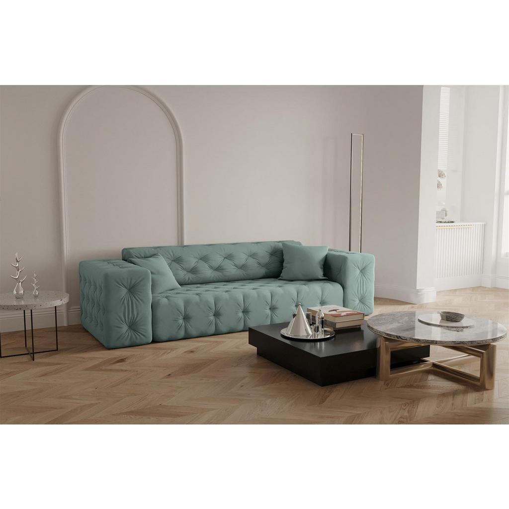 Thumbnail - Fun Möbel Sofa, Salbeigrün, Textil, 251x78x96 cm, Wohnzimmer, Sofas & Couches, Sofas, 3-Sitzer Sofas