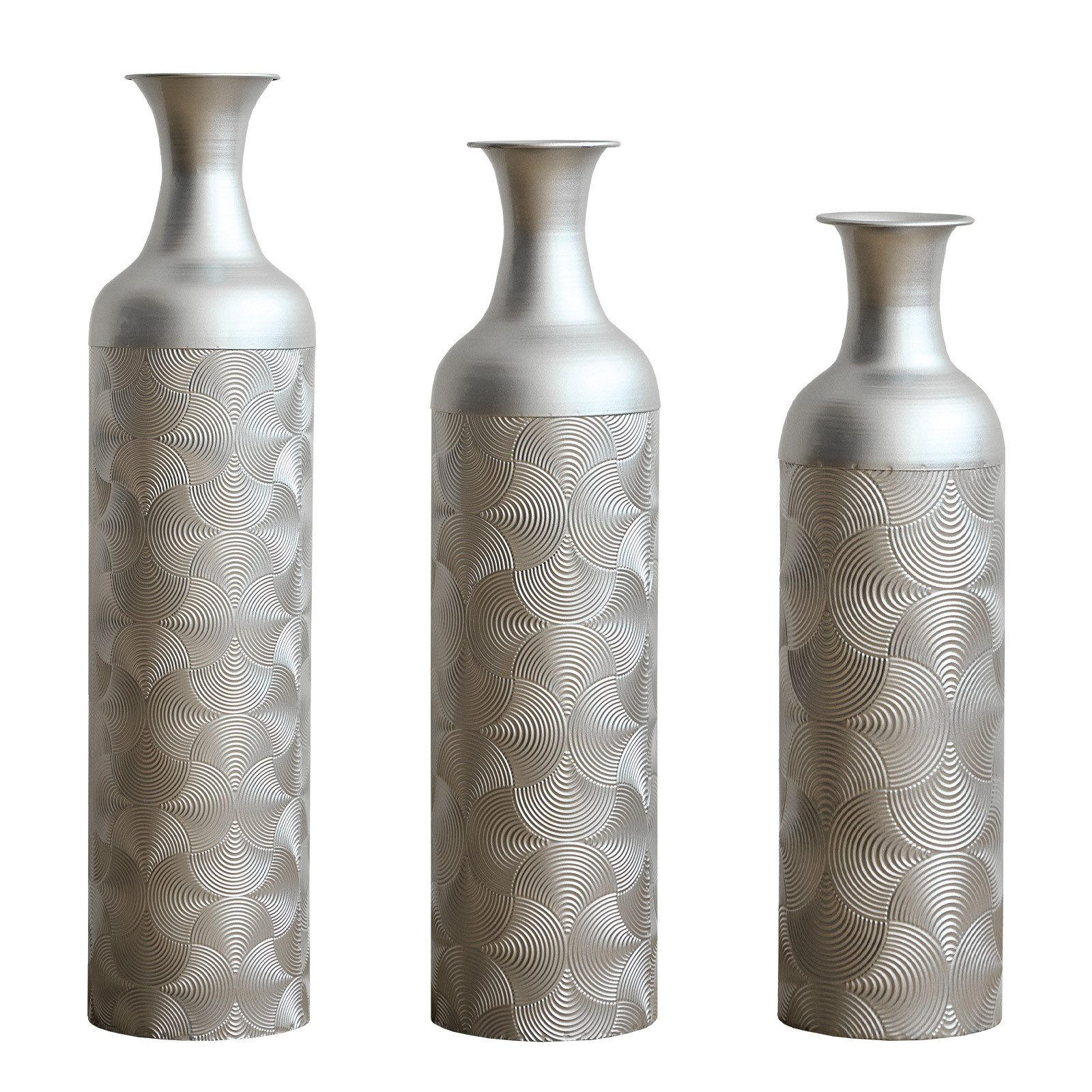 BODENVASE Metallvase,50/66/83 cm,3 tlg.Dekovase,Silber - Silberfarben, Metall (83cm) - LVHOM